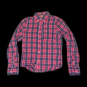 Men’s Hollister Pink and Blue Plaid Button-Up Shirt